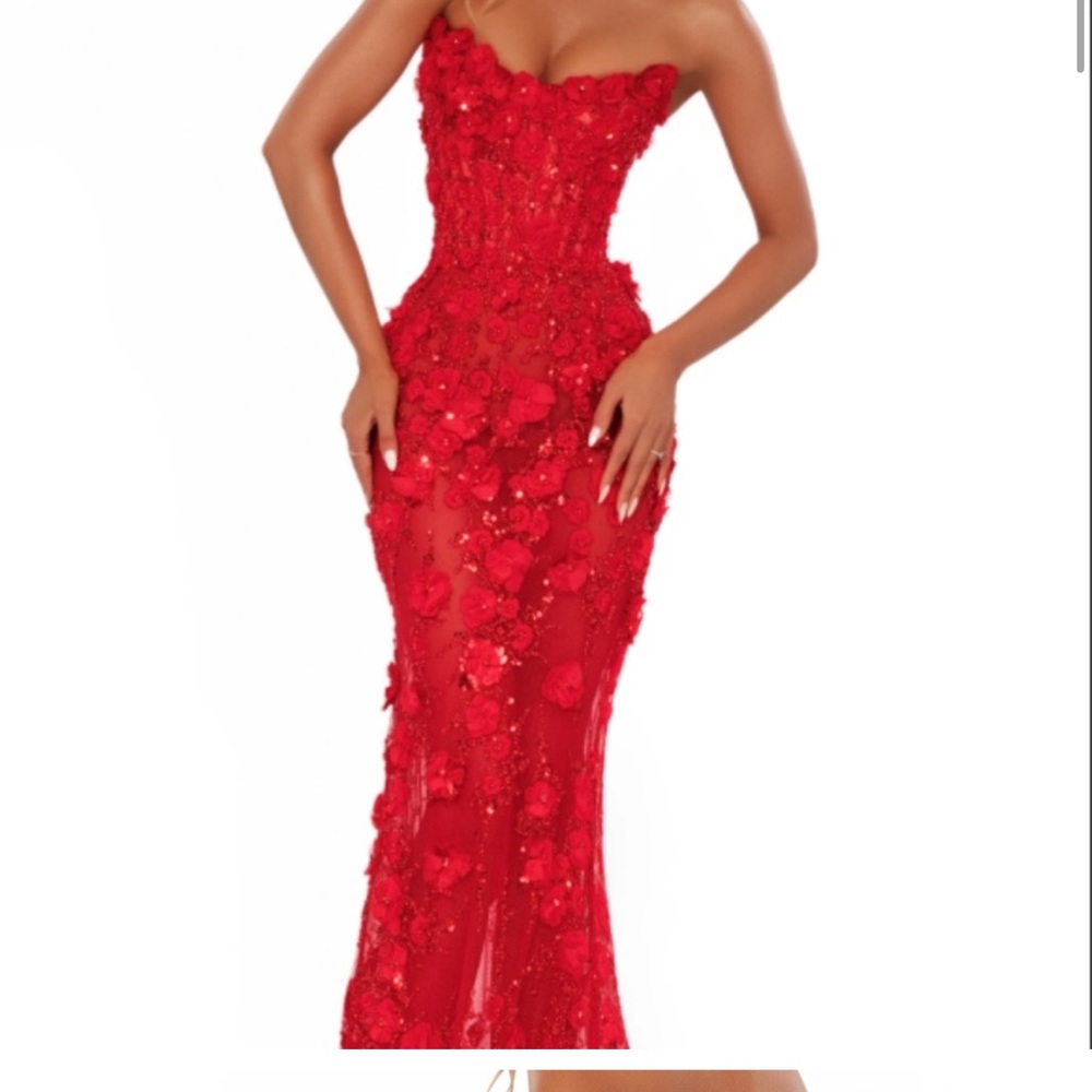 ALBINA DYLA red rose corset maxi dress!